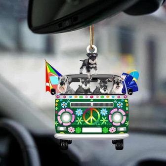Schnauzer-Green Hippie Van-Two Sided Ornament - Thegiftio UK