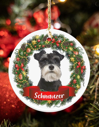Schnauzer-Noel Circle-Two Sided Ornament - Thegiftio UK