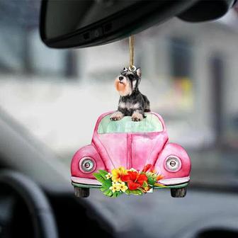Schnauzer-Pink Hippie Car-Two Sided Ornament - Thegiftio UK