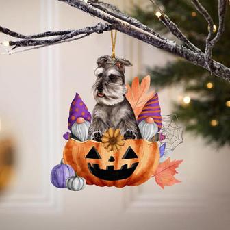 Schnauzer Uncropped-Gnomes Pumpkins Hanging Ornament - Thegiftio UK