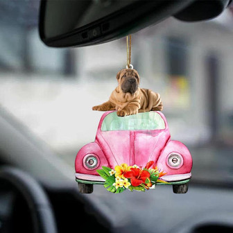 Shar Pei-Pink Hippie Car-Two Sided Ornament - Thegiftio UK