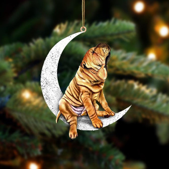 Shar Pei-Sit On The Moon-Two Sided Ornament - Thegiftio UK