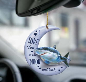 Shark moon back shark lover two sided ornament - Thegiftio