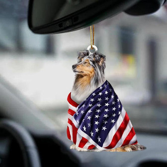 Sheltie American Patriot Flag Two Sided Ornament - Thegiftio UK