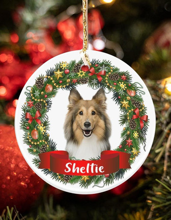Sheltie-Noel Circle-Two Sided Ornament - Thegiftio UK