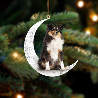 Shetland Sheepdog 2-Sit On The Moon-Two Sided Ornament - Thegiftio UK