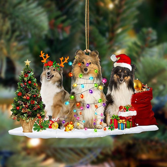 Shetland Sheepdog-Christmas Dog Friends Hanging Ornament - Thegiftio UK