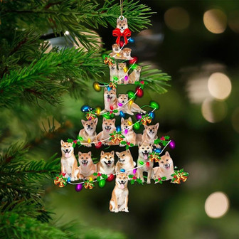 Shiba Inu-Christmas Tree Lights-Two Sided Ornament - Thegiftio