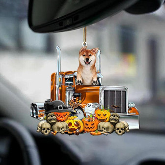 Shiba Inu (Red & White)-Pumpkin & Truck Car Hanging Ornament - Thegiftio UK