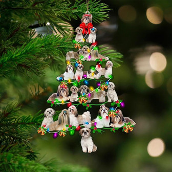 Shih Tzu-Christmas Tree Lights-Two Sided Ornament - Thegiftio UK
