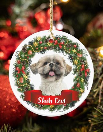 Shih Tzu-Noel Circle-Two Sided Ornament - Thegiftio UK