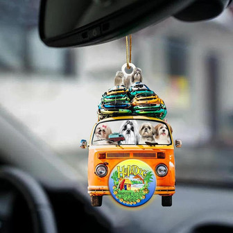 Shih Tzu-Orange Hippie Van-Two Sided Ornament - Thegiftio UK