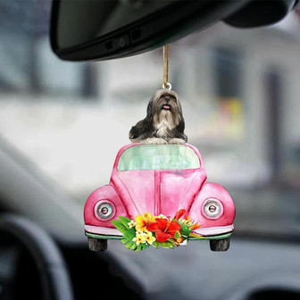 Shih Tzu-Pink Hippie Car-Two Sided Ornament - Thegiftio UK