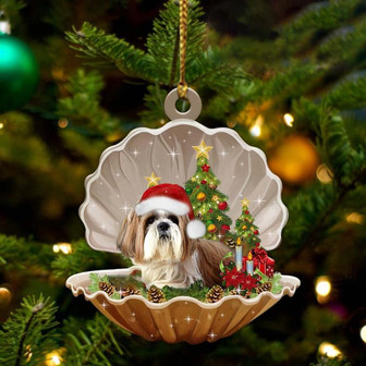 Shih Tzu-Sleeping Pearl in Christmas Two Sided Ornament - Thegiftio UK