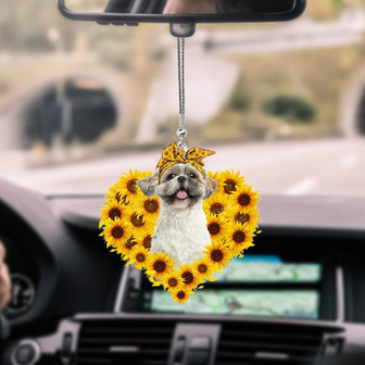 Shih Tzu-Sunflower Heart gift Car Ornament - Thegiftio