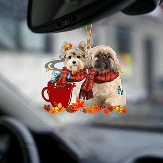 Shih Tzu and Yorkie-Fall Chocolate-Two Sided Ornament - Thegiftio