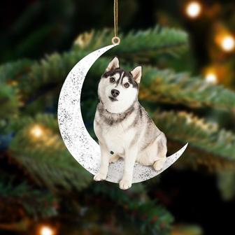 Siberian Husky 1-Sit On The Moon-Two Sided Ornament - Thegiftio UK