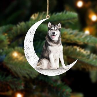 Siberian Husky 2-Sit On The Moon-Two Sided Ornament - Thegiftio UK