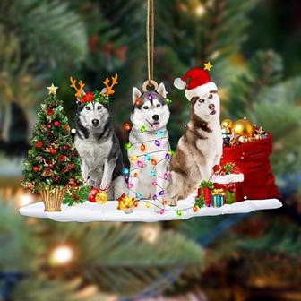 Siberian Husky-Christmas Dog Friends Hanging Ornament - Thegiftio UK