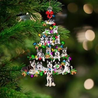 Siberian Husky-Christmas Tree Lights-Two Sided Ornament - Thegiftio UK