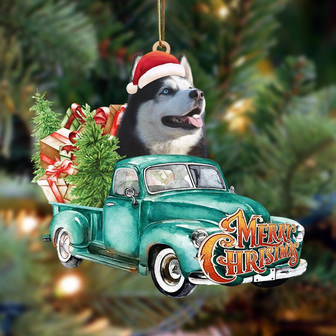 Siberian Husky-Green Truck Hanging Ornament - Thegiftio UK