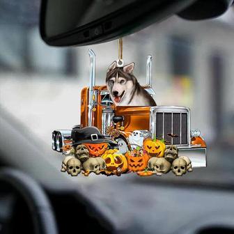Siberian Husky-Pumpkin & Truck Car Hanging Ornament - Thegiftio UK