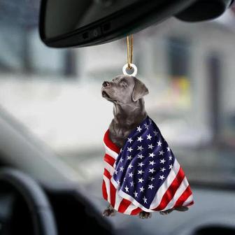 Silver Labrador Retriever American Patriot Flag Two Sided Ornament - Thegiftio UK