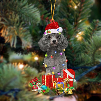 SILVER Miniature Poodle-Dog Be Christmas Tree Hanging Ornament - Thegiftio UK