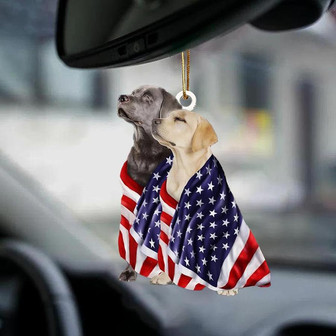 Silver And Yellow Labrador Retrievers American Patriot Flag Two Sided Ornament - Thegiftio UK