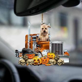 Soft Coated Wheaten Terrier-Pumpkin & Truck Car Hanging Ornament - Thegiftio UK