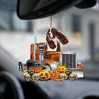 Springer Spaniel-Pumpkin & Truck Car Hanging Ornament - Thegiftio UK