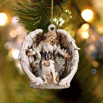 St Bernard-Angel Hug Winter Love Two Sided Ornament - Thegiftio UK
