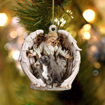 Staffordshire Bull Terrier (2)-Angel Hug Winter Love Two Sided Ornament - Thegiftio UK