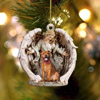 Staffordshire Bull Terrier 2-Angel Hug Winter Love Two Sided Ornament - Thegiftio UK
