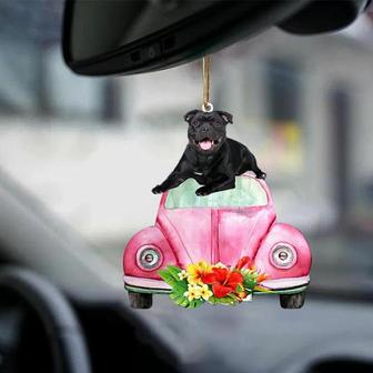 Staffordshire Bull Terrier-Pink Hippie Car-Two Sided Ornament - Thegiftio UK