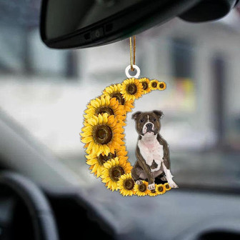Staffordshire Bull Terrier-Sunflower Be Kind Car Ornament - Thegiftio UK