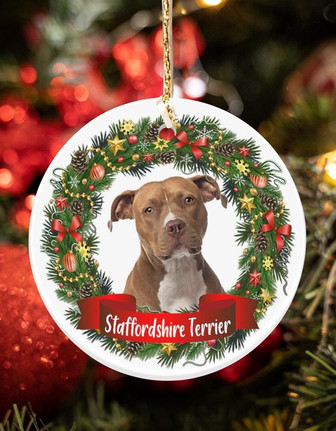 Staffordshire Terrier-Noel Circle-Two Sided Ornament - Thegiftio UK