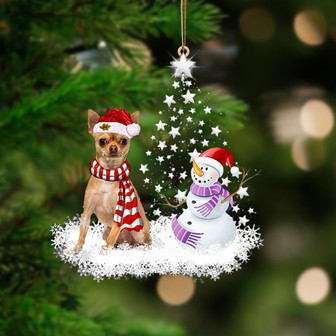TAN Chihuahua 1-Star Tree Hanging Ornament - Thegiftio UK