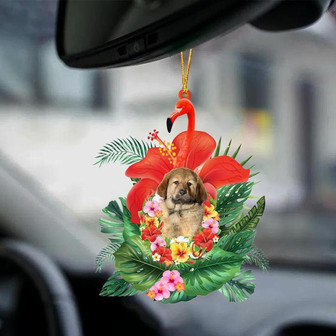 Tibetan Mastiff-Dog And Flamingo-Two Sided Ornament - Thegiftio UK