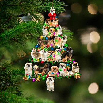 Tibetan Spaniel 1-Christmas Tree Lights-Two Sided Ornament - Thegiftio UK