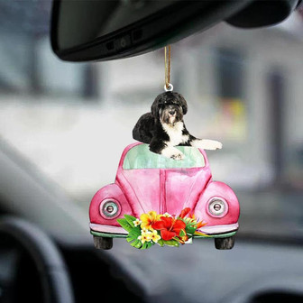 Tibetan Terrier-Pink Hippie Car-Two Sided Ornament - Thegiftio UK