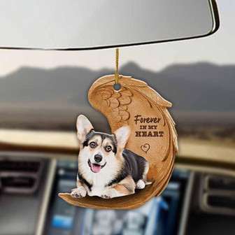 Tricolor corgi forever in my heart hanging ornament-2D Effect - Thegiftio