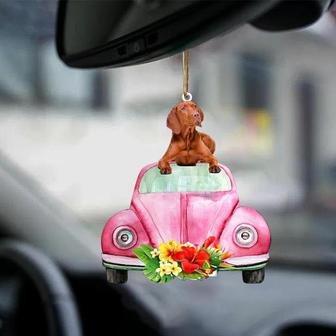 Vizsla-Pink Hippie Car-Two Sided Ornament - Thegiftio UK