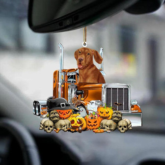 Vizsla-Pumpkin & Truck Car Hanging Ornament - Thegiftio UK