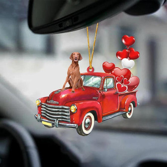 Vizsla-Red Sports car-Two Sided Ornament - Thegiftio UK