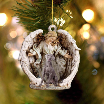 weimaraner (2)-Angel Hug Winter Love Two Sided Ornament - Thegiftio UK