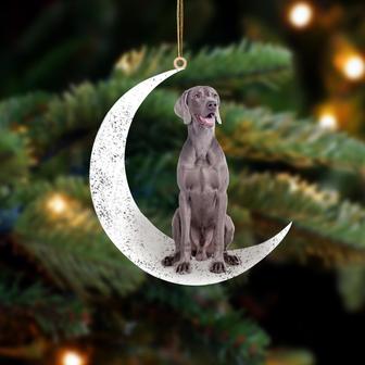 Weimaraner 2-Sit On The Moon-Two Sided Ornament - Thegiftio UK