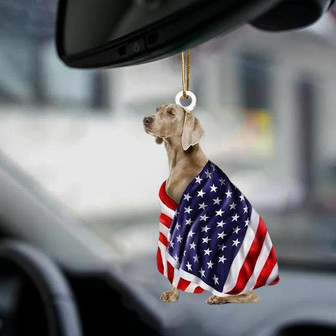 Weimaraner American Patriot Flag Two Sided Ornament - Thegiftio UK