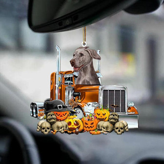 Weimaraner-Pumpkin & Truck Car Hanging Ornament - Thegiftio UK