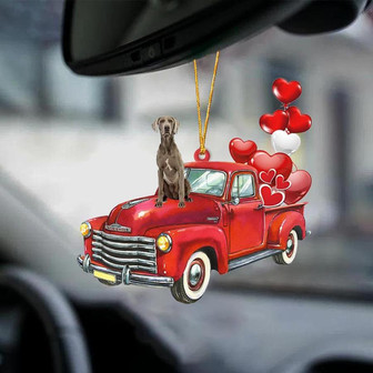 Weimaraner-Red Sports car-Two Sided Ornament - Thegiftio UK